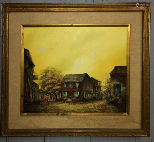 J. Warren Oil On Canvas Street Scene, Signed On