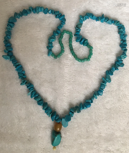 Natural Navy-blue Turquoise Necklace, Wight 38…