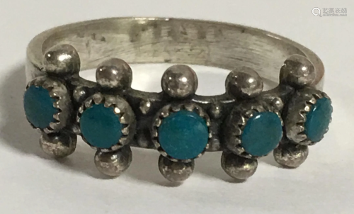 Sterling Silver And Turquoise Ring, .Marked Sterli…