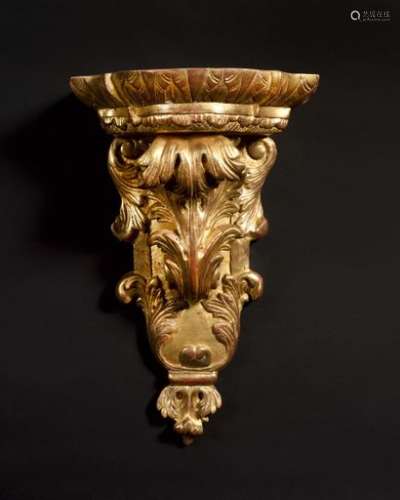 Gilded wood wall bracket Partly period Regency H: 38 W: 23.5 cm