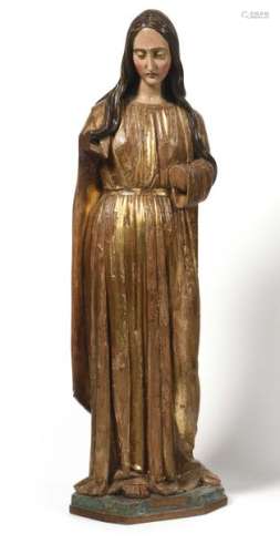 Sainte Marie-Madeleine in wood carved in the round, polychromed and gilded, back hollowed out and closed. Northern Italy, 15th century Height: 120 cm (one hand and one arm missing)