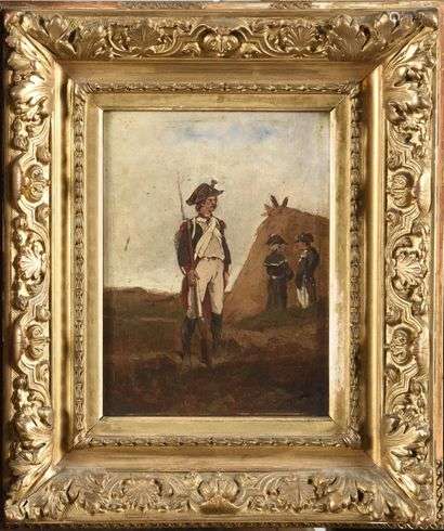 19th century FRENCH school, GUYOT*** Soldier Panel 21,5 x 16 cm Signed lower right: guyot