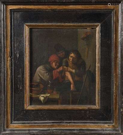 HOLLISH school circa 1800, follower of Adriaen BROUWER At the doctor's Copper 21.5 x 20 cm Old restorations