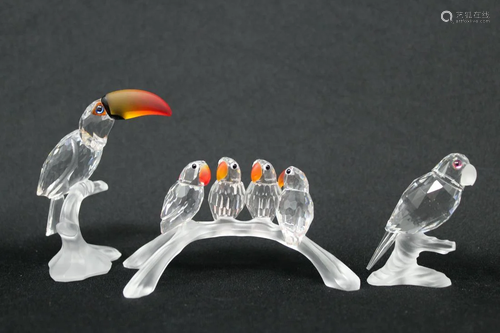 (3) Swarovski Crystal Bird Figures, Original Cases