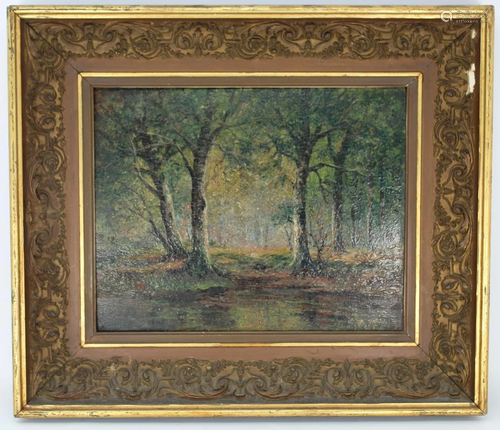 Antique Signed Wooded Landscape