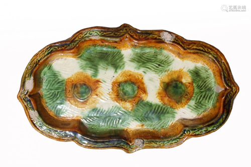 Chinese Sancai Pottery Dish, Liao Dynasty