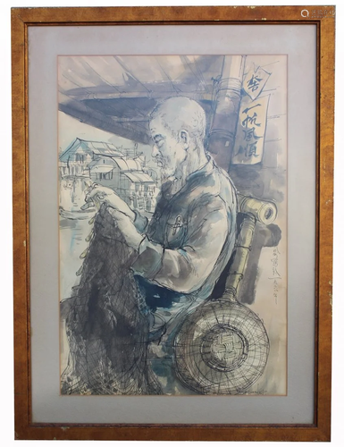 G. Chen, 1968 Chinese Mixed Media Painting of a M…