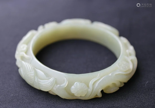 Carved Chinese Jade Bangle