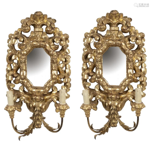 Pair of giltwood small mirrors 18th-19th century 53x30
