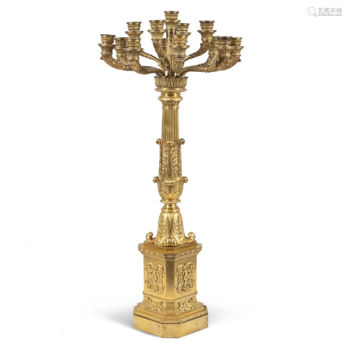 Large 13 light bronze candelabra France, 19th cent…