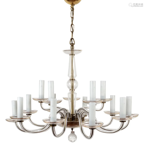 Transparent Bohemia crystal chandelier 20th century