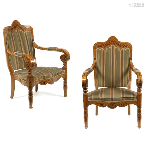 Pair of Charles X armchairs France, 19th century