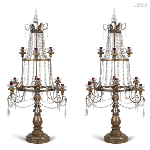 Pair of 12 lights chandeliers Italy, 18th-19th c…