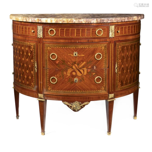 Various woods demilune sideboard France, 19th - 20th