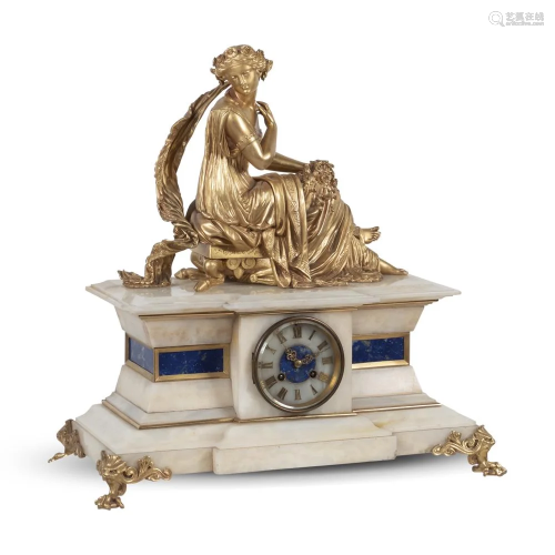 Alabaster and bronze mantel clock France, 1854 49…