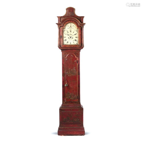 Red lacquered wood tower clock England, 19th ce…