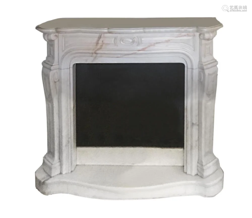White Carrara marble fireplace, France, 19th century