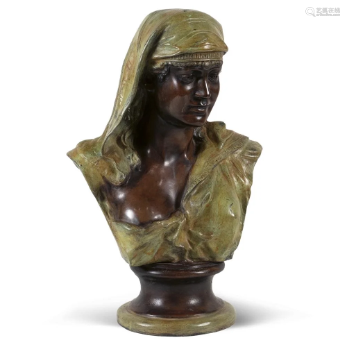 Bronze bust painted in polychrome Italy, 19th century