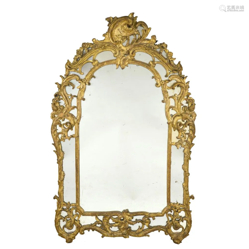 Gilt wood mirror France, mid 18th century 173x110 cm.