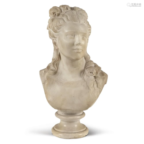 White marble bust France, 19th century h. 56 cm.