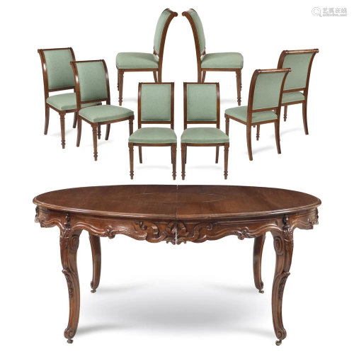 Rare dining table with 14 chairs