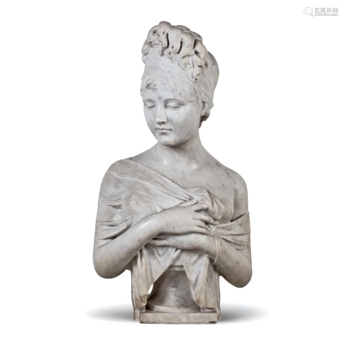 White marble bust Italy, 19th century h. 62 cm.