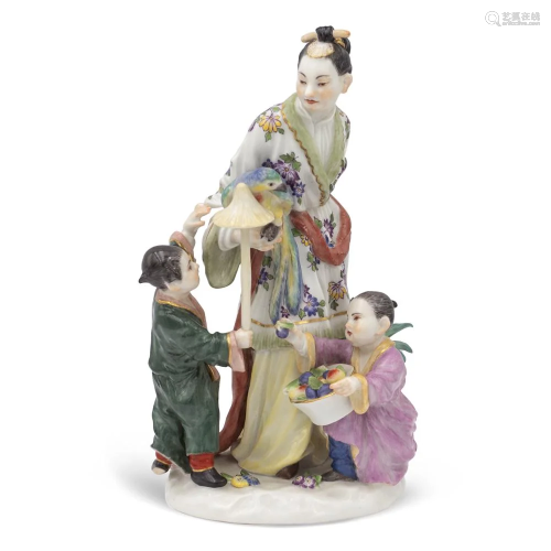 Meissen, polychrome porcelain group Germany, 20th