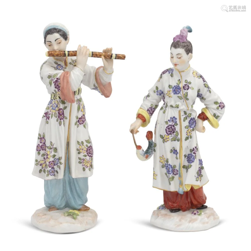Meissen, two polychrome porcelain figures