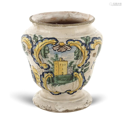 Polychrome majolica vase Italy, 20th century h. 21…