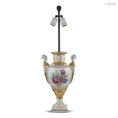 Electrified porcelain vase France, 19th-20th century h.