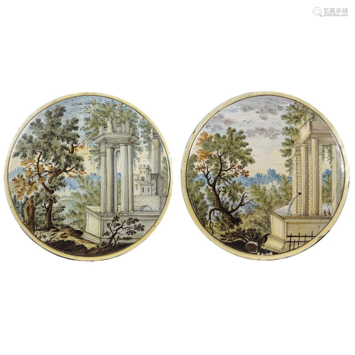A pair of Castelli majolica plaques Italy, 19th - …