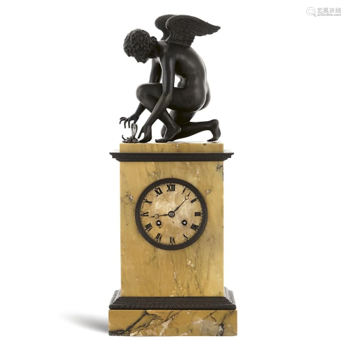 Marble and bronze mantel clock