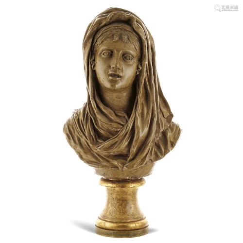 Terracotta female bust 19th-20th century h. 48 cm.