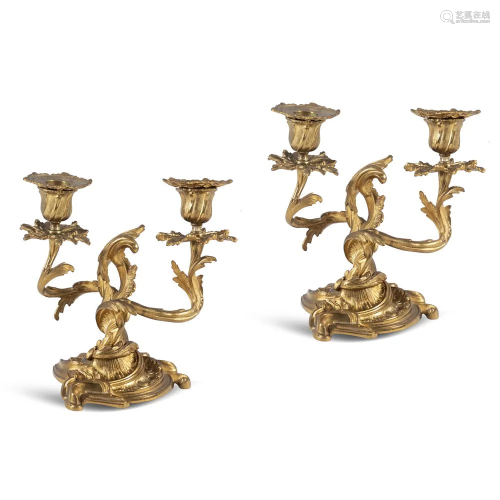 Pair of gilt bronze candlesticks France, 20th cen…