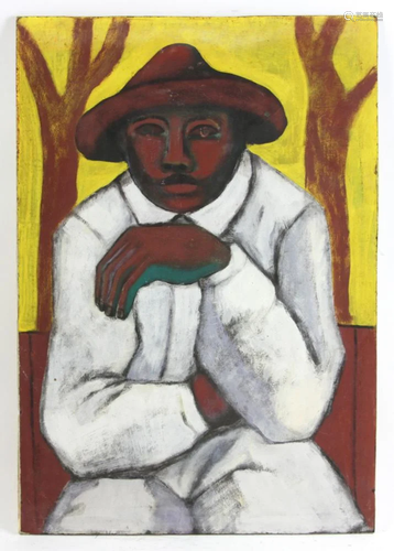 R. Cruanea, Man in White , Oil on Board