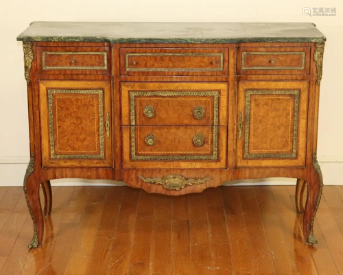 Early 20thC Louis XV Style Marble Top Chest