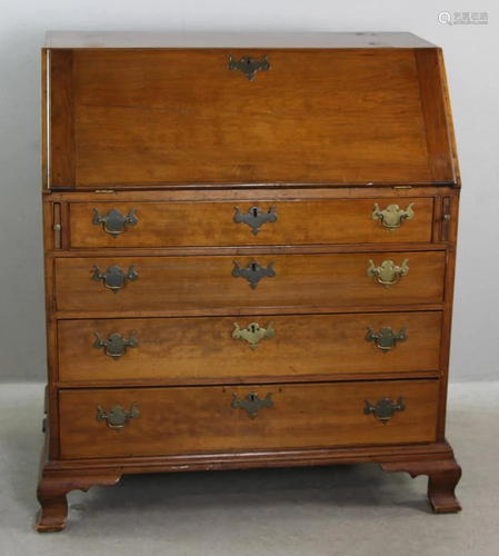 19thC Chippendale Mahogany Slant Lid Desk