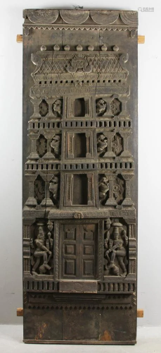 18thC Indian Carved Wood Door