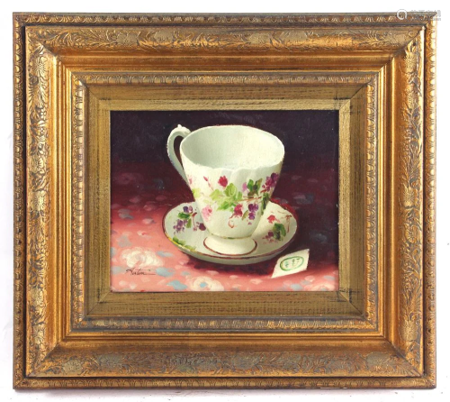 Signed Austin Oil on Canvas of Tea Cup