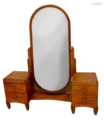 Art Deco Coiffeuse with Large Mirror