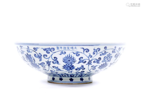 Fine and Large Chinese Blue and White Bowl