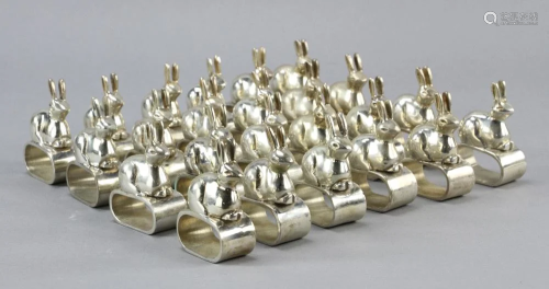 Set of (24) Silverplate Rabbit Form Napkin Rings