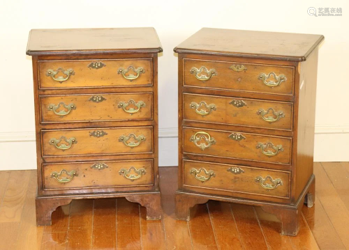 Two English Chests with Oyster Wood Veneer