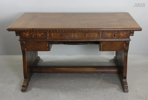 18thC Italian Style Inlaid Library Desk