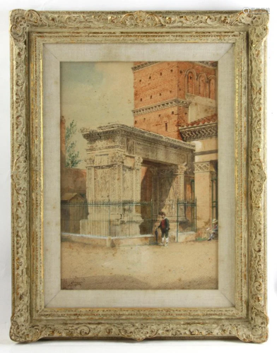 John Martin, Italian Buildings, Watercolor