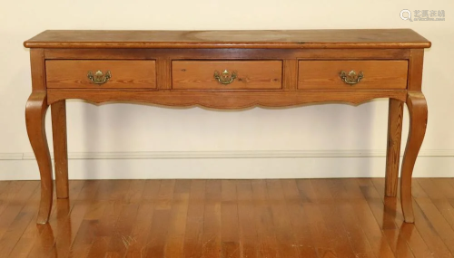 Three Drawer Pine Console Table