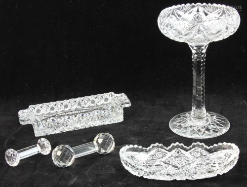 Antique Cut Glass Dishes and Knife Rests