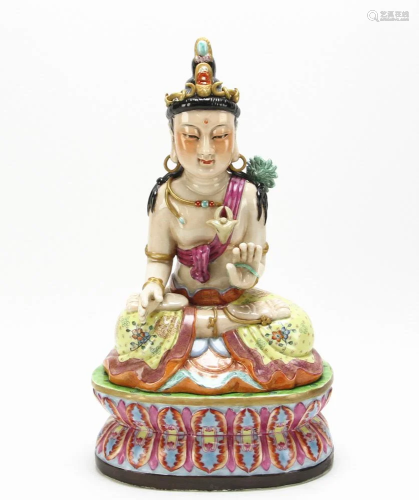 18thC Chinese Famille Rose Porcelain Buddha Figure