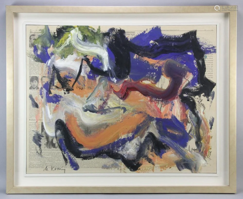 Willem De Kooning, Abstract, Oil on Newsprint