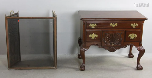 19/20thC Chippendale Style Lowboy, Firescreen